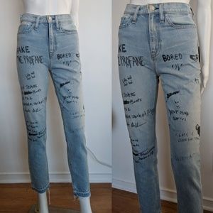 jeans with writing on them